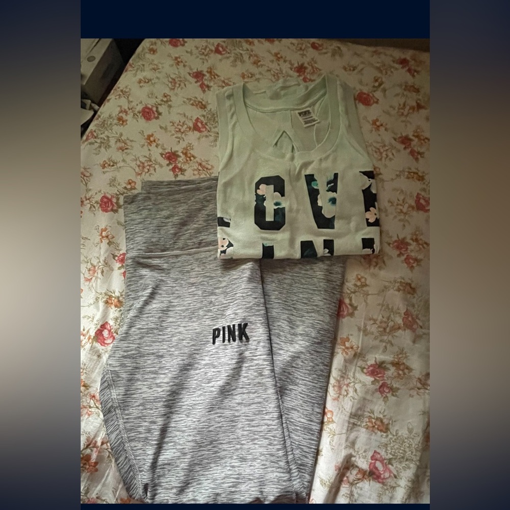 Victoria’s Secret Pink Racerback type tank top and leggings workout set small